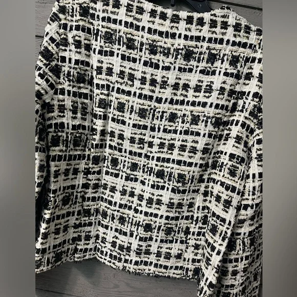 NWOT Vici White Gold Black Emme Tweed Pocketed Blazer Jacket Sz Medium - Picture 12 of 16